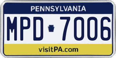 PA license plate MPD7006