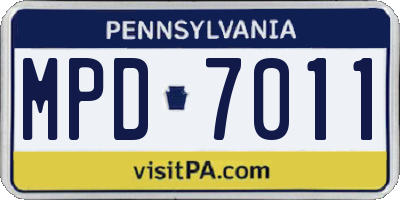 PA license plate MPD7011