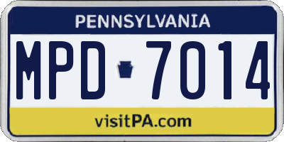 PA license plate MPD7014