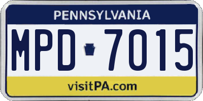 PA license plate MPD7015