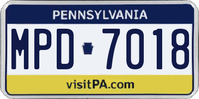 PA license plate MPD7018