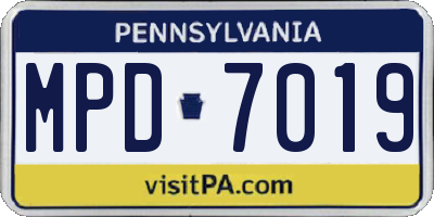 PA license plate MPD7019