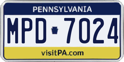 PA license plate MPD7024