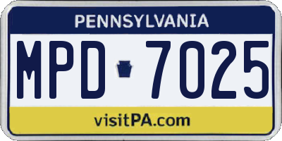 PA license plate MPD7025