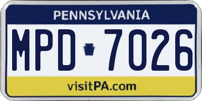 PA license plate MPD7026