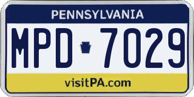 PA license plate MPD7029