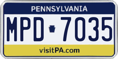 PA license plate MPD7035