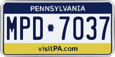 PA license plate MPD7037