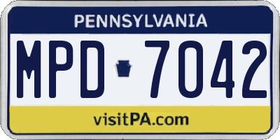PA license plate MPD7042