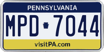PA license plate MPD7044