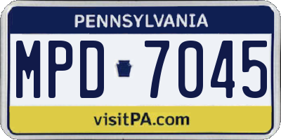 PA license plate MPD7045