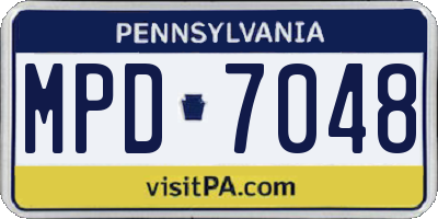 PA license plate MPD7048