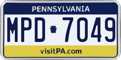 PA license plate MPD7049