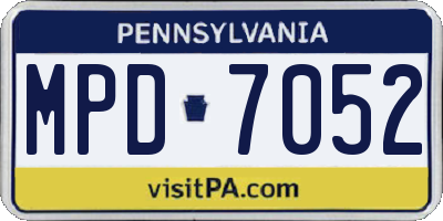 PA license plate MPD7052