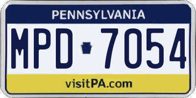 PA license plate MPD7054