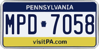 PA license plate MPD7058