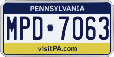 PA license plate MPD7063