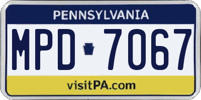 PA license plate MPD7067