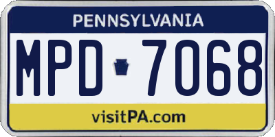 PA license plate MPD7068