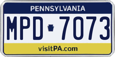 PA license plate MPD7073