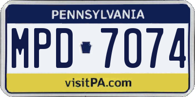 PA license plate MPD7074