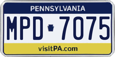 PA license plate MPD7075