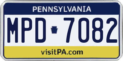 PA license plate MPD7082