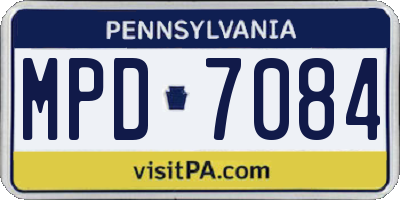 PA license plate MPD7084
