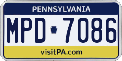 PA license plate MPD7086