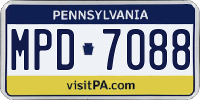 PA license plate MPD7088