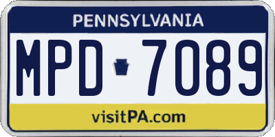 PA license plate MPD7089