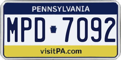 PA license plate MPD7092