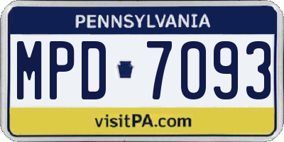 PA license plate MPD7093