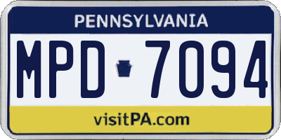 PA license plate MPD7094