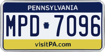 PA license plate MPD7096