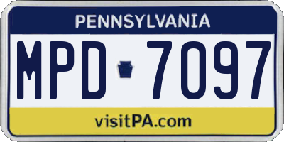 PA license plate MPD7097