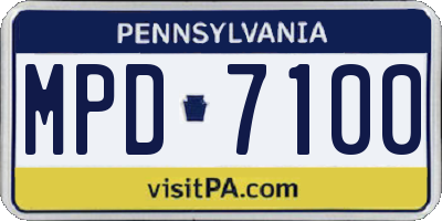 PA license plate MPD7100