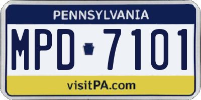 PA license plate MPD7101