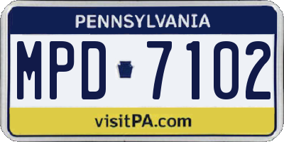 PA license plate MPD7102