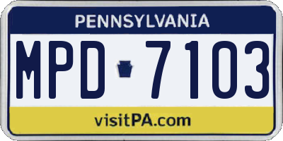 PA license plate MPD7103