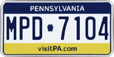 PA license plate MPD7104