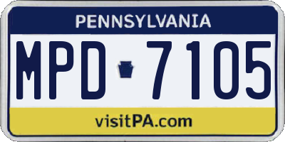 PA license plate MPD7105