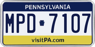 PA license plate MPD7107