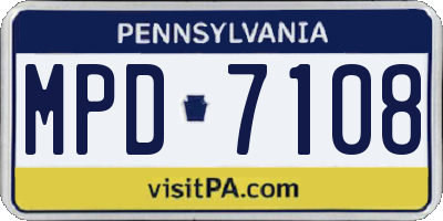 PA license plate MPD7108