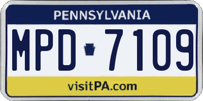 PA license plate MPD7109