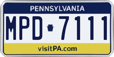 PA license plate MPD7111