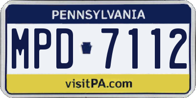 PA license plate MPD7112