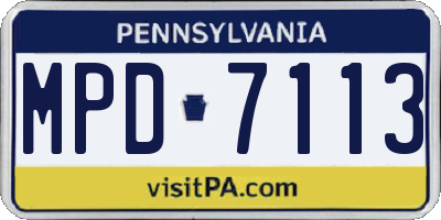 PA license plate MPD7113