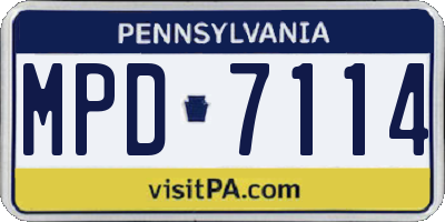 PA license plate MPD7114