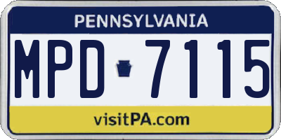 PA license plate MPD7115